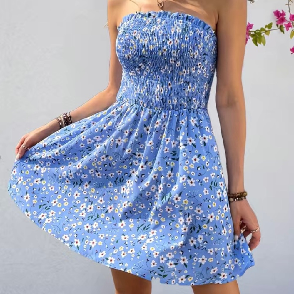 Strapless Floral Dress